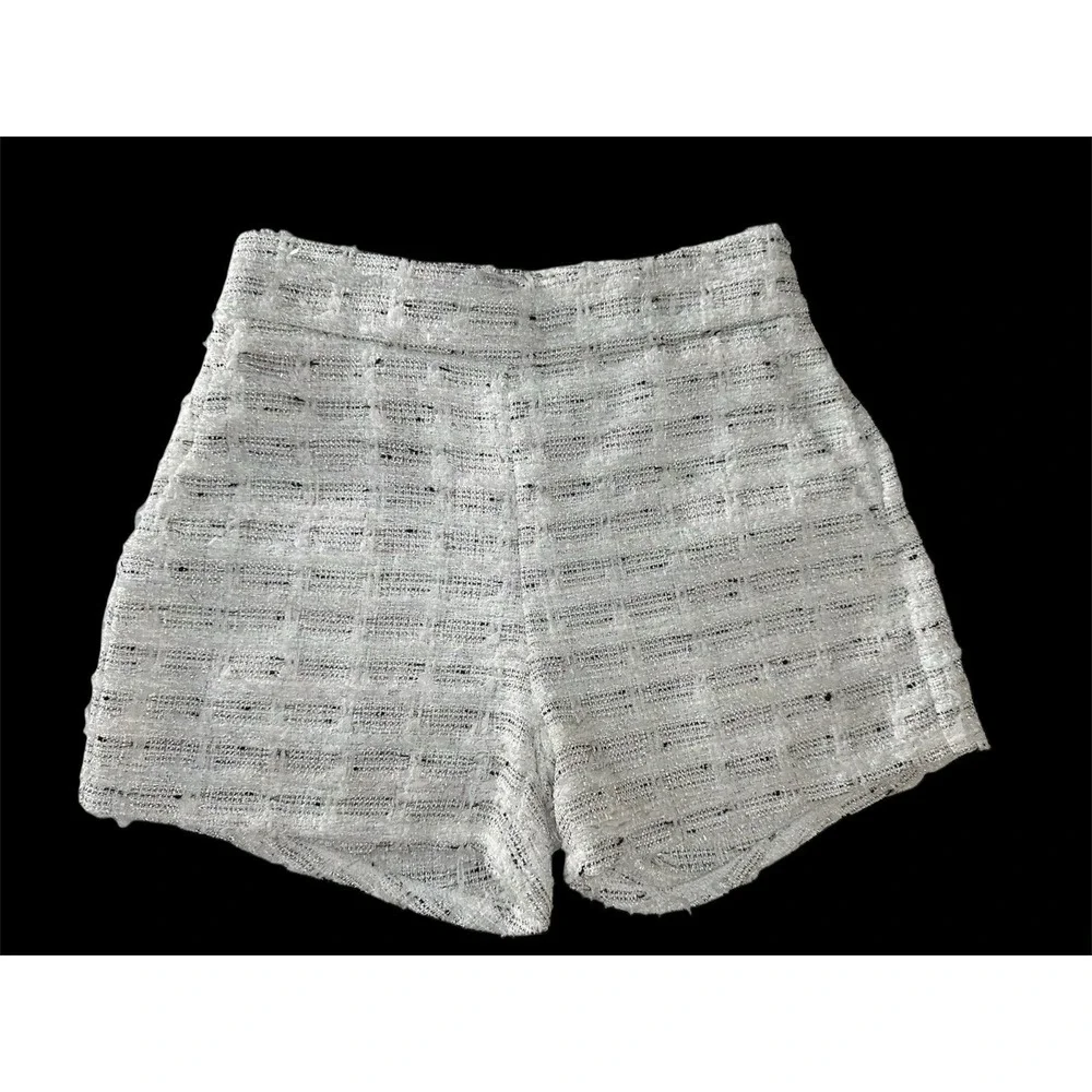 Revolve MISA Los Angeles Choupette Tweed High Waisted Shorts Winter White XS NWT - Picture 6 of 15